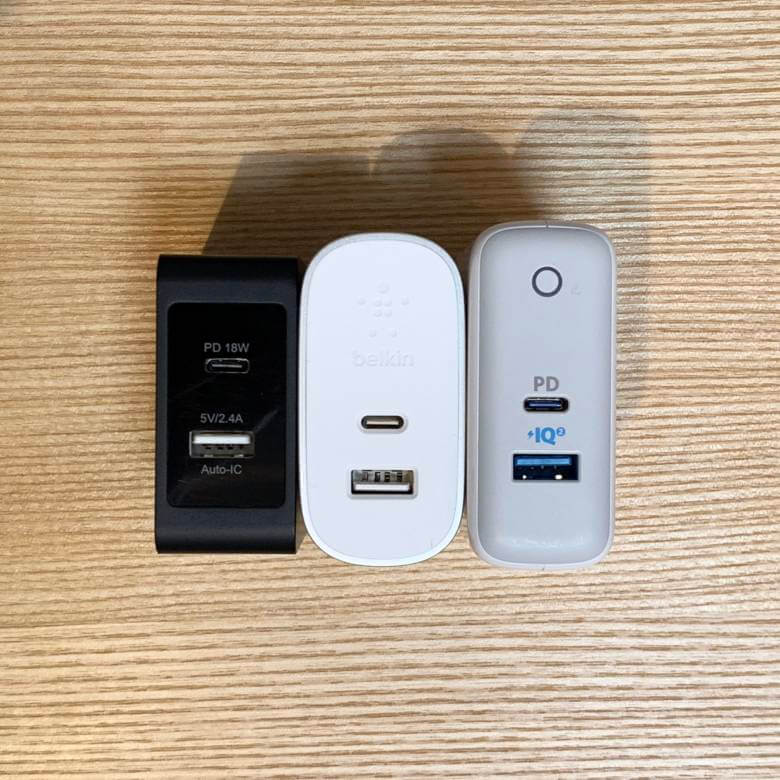 Anker PowerPort ll PDとBelkin BOOST CHARGE USB充電器とcheero 2 port PD Charger