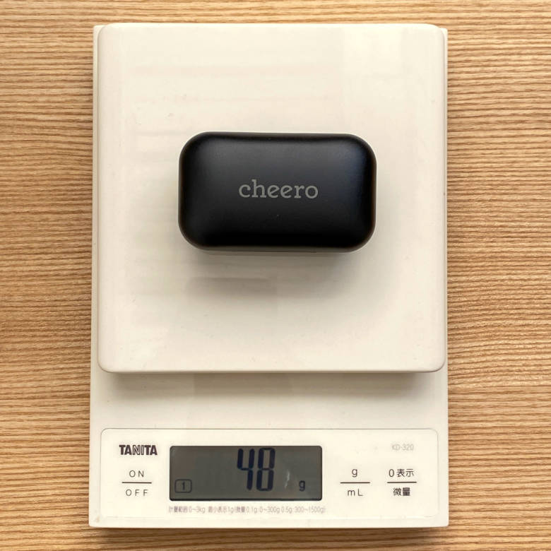 cheero Wireless Earphones CHE-624のケース重量は48g