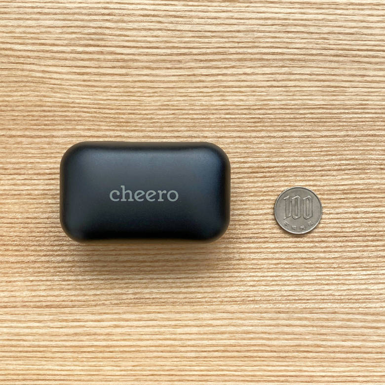 cheero Wireless Earphones CHE-624のケースサイズは75 x 45 x 32mm