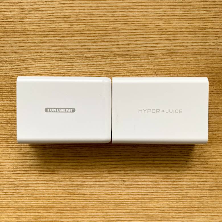 HyperJuice GaN 100W Dual USB-C/USB-AとTUNEWEAR TUNEMAX 100W GaN